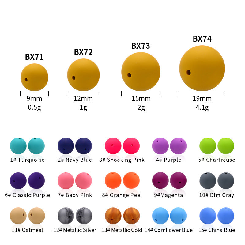 Wholesale 100PCS 15MM  Food Grade Baby Teething Round Silicone Beads